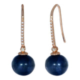 925 Silver CZ Round Pearl Drop Earrings