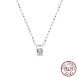 925 Silver CZ Pendant Necklace Women Jewelry Cylinder Shape