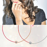 925 Silver CZ Red Line Lucky Bracelet for Women Half Chain Plated