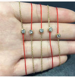 925 Silver CZ Red Line Lucky Bracelet for Women Half Chain Plated