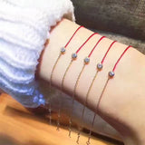 925 Silver CZ Red Line Lucky Bracelet for Women Half Chain Plated