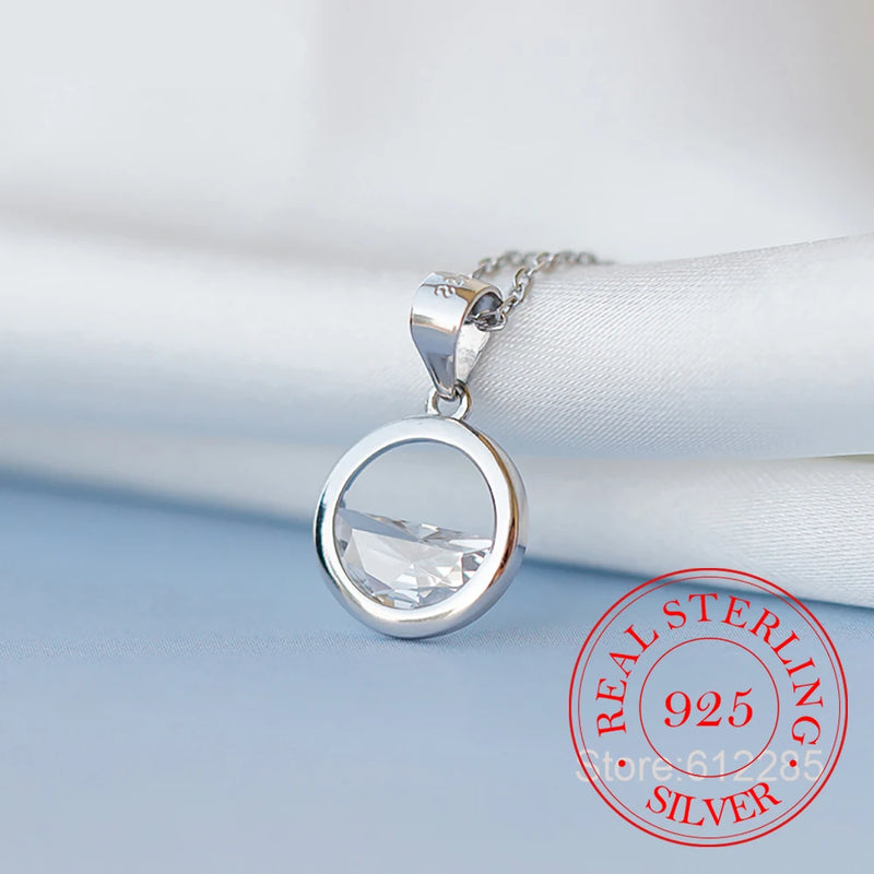 925 Silver CZ Circle Water Choker Necklaces Women Wedding Jewelry
