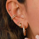 925 Silver CZ Star Moon Hoop Earrings Women Jewelry