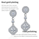 925 Silver CZ Geometric Drop Earrings for Women