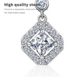 925 Silver CZ Geometric Drop Earrings for Women
