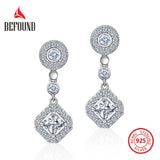 925 Silver CZ Geometric Drop Earrings for Women