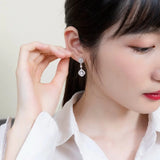 925 Silver CZ Geometric Drop Earrings for Women
