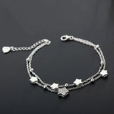 925 Silver Cuff Six Lucky Star Bracelets for Women