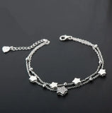 925 Silver Cuff Six Lucky Star Bracelets for Women