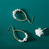 925 Silver Freshwater Pearl Circle Hook Earrings