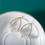 925 Silver Freshwater Pearl Circle Hook Earrings