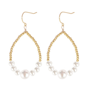 925 Silver Freshwater Pearl Circle Hook Earrings