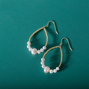 925 Silver Freshwater Pearl Circle Hook Earrings