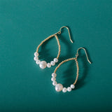 925 Silver Freshwater Pearl Circle Hook Earrings