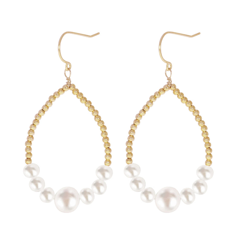 925 Silver Freshwater Pearl Circle Hook Earrings