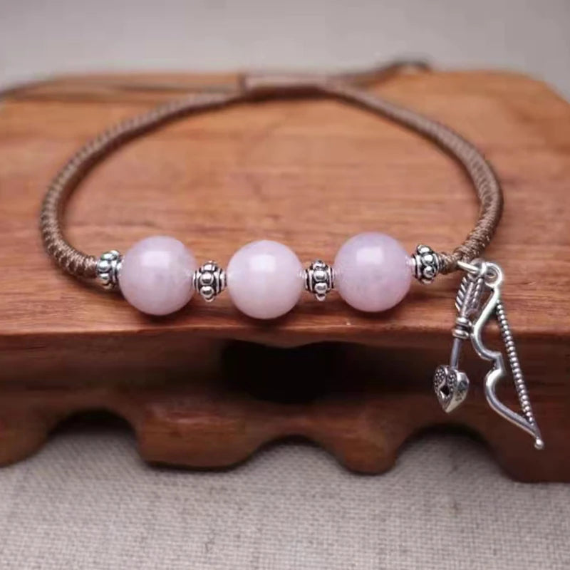 925 Silver Cupid's Arrow Bracelet, Pink Crystal Wedding Jewelry