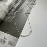 925 Silver CZ Bar Necklace Modern Layered Geometric Jewelry