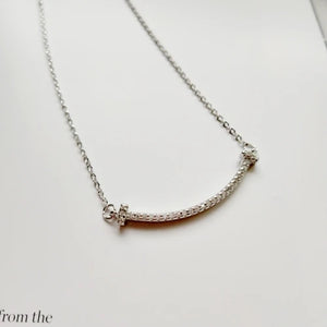 925 Silver CZ Bar Necklace Modern Layered Geometric Jewelry