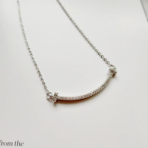 925 Silver CZ Bar Necklace Modern Layered Geometric Jewelry