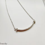 925 Silver CZ Bar Necklace Modern Layered Geometric Jewelry