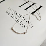 925 Silver CZ Bar Necklace Modern Layered Geometric Jewelry