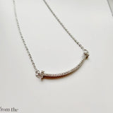 925 Silver CZ Bar Necklace Modern Layered Geometric Jewelry