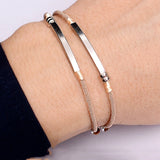 Custom 925 Silver Bar Bracelet with Engraved Name Date Initial