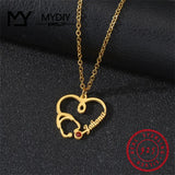 Personalized Love Heart Name Necklace with Stethoscope & Birthstone