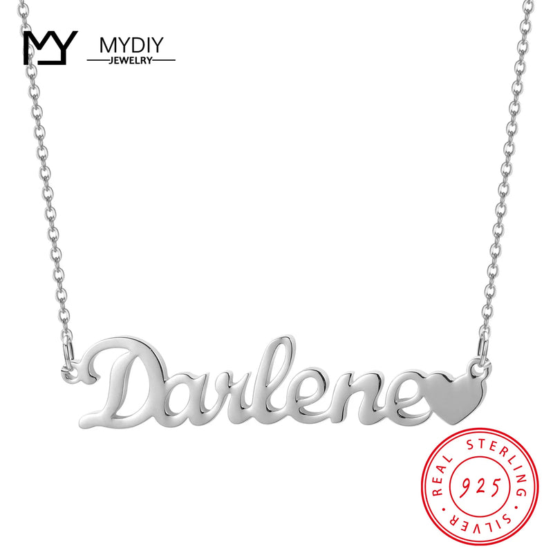 925 Silver Name Heart Necklace Mother's Gift