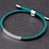 Personalized Sterling Silver Name Bracelet with Date Bar & Rope - 6 Colors