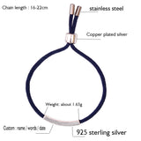 Personalized Sterling Silver Name Bracelet with Date Bar & Rope - 6 Colors