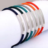 Personalized Sterling Silver Name Bracelet with Date Bar & Rope - 6 Colors