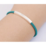 Personalized Sterling Silver Name Bracelet with Date Bar & Rope - 6 Colors