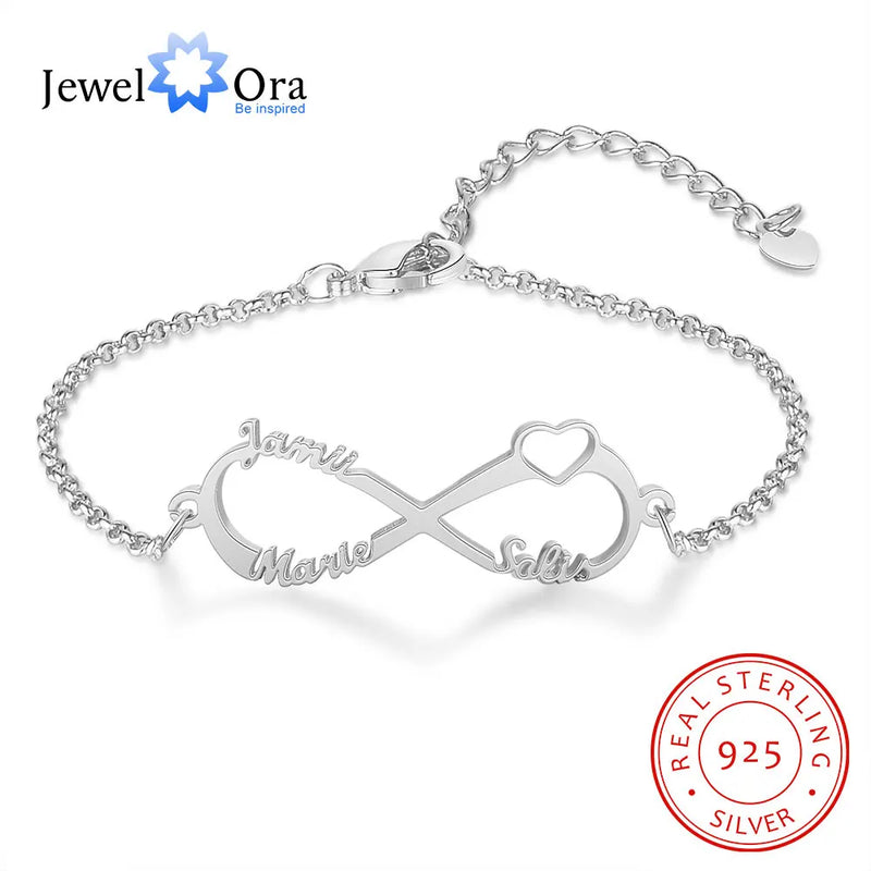925 Silver Infinity Name Bracelet Personalized Children Girls Kids Jewelry