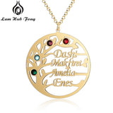 925 Silver Name Necklace Tree of Life Personalized Birthstone