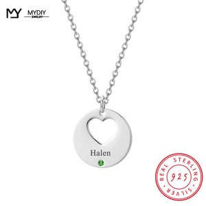 925 Silver Birthstone Necklace Personalized Name Charms