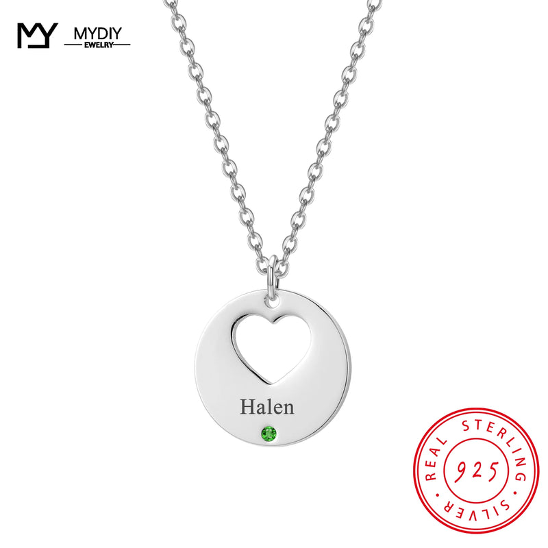 925 Silver Birthstone Necklace Personalized Name Charms