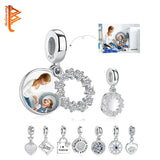925 Silver Photo Beads Crystal Star Pendant Charms for Bracelet