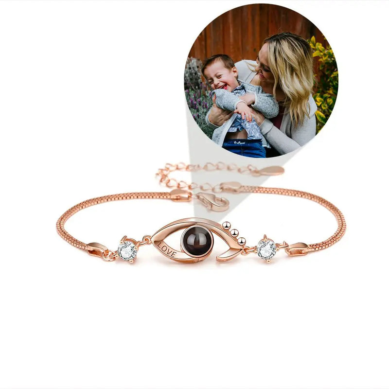 925 Silver Projection Photo Bracelet Personalized Mom Jewelry