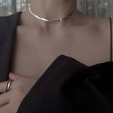 925 Sterling Silver Snake Bone Chain Necklace Women Temperament Choker