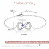 925 Silver Infinity Bracelet w/ Heart Birthstone Engrave Name - BA102974