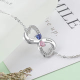 925 Silver Infinity Bracelet w/ Heart Birthstone Engrave Name - BA102974