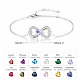 925 Silver Infinity Bracelet w/ Heart Birthstone Engrave Name - BA102974