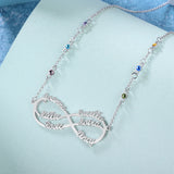 925 Silver Infinity Nameplate Necklace Personalized 2-8 Birthstone Pendant