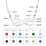 925 Silver Infinity Nameplate Necklace Personalized 2-8 Birthstone Pendant