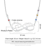 925 Silver Infinity Nameplate Necklace Personalized 2-8 Birthstone Pendant