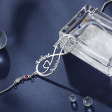 925 Silver Infinity Nameplate Necklace Personalized 2-8 Birthstone Pendant