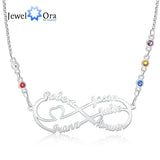 925 Silver Infinity Nameplate Necklace Personalized 2-8 Birthstone Pendant