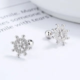 925 Silver Anchor Crystal Stud Earrings for Women Kids Party Jewelry Gift