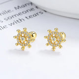 925 Silver Anchor Crystal Stud Earrings for Women Kids Party Jewelry Gift